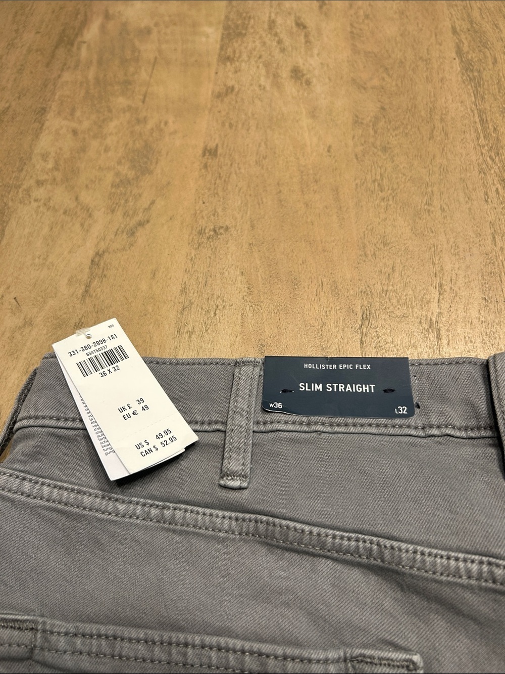 Hollister Men's Slim Straight Jeans in Light Gray 36x32 - Picture 5 of 6
